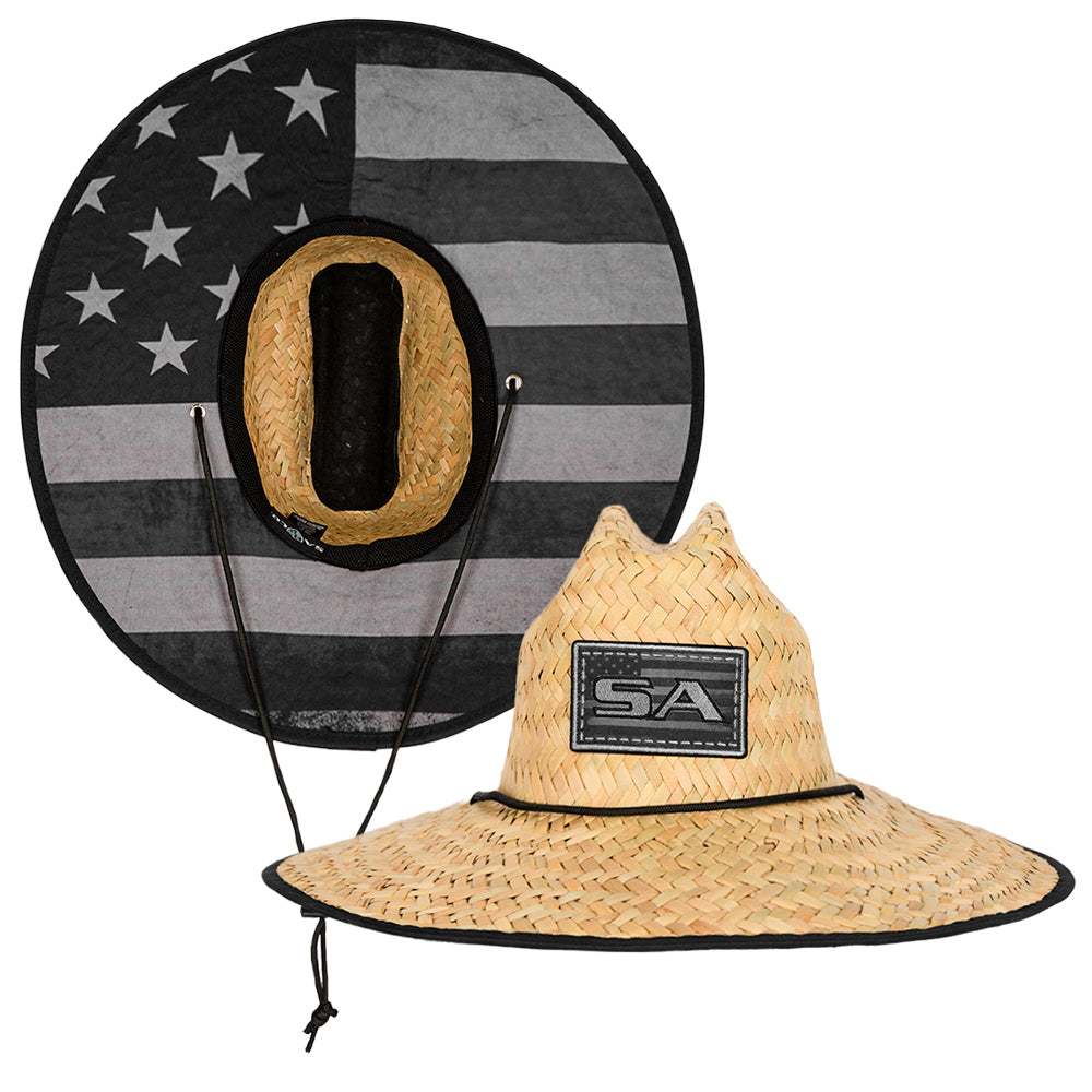 SA Company Under Brim Straw Hat | Blackout American Flag 2.0 | UPF 50