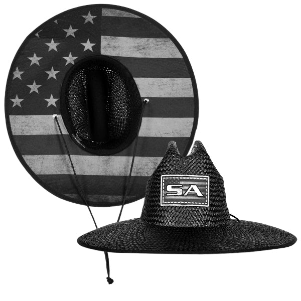 Ladder Under Brim Straw Hat | Blackout American Flag