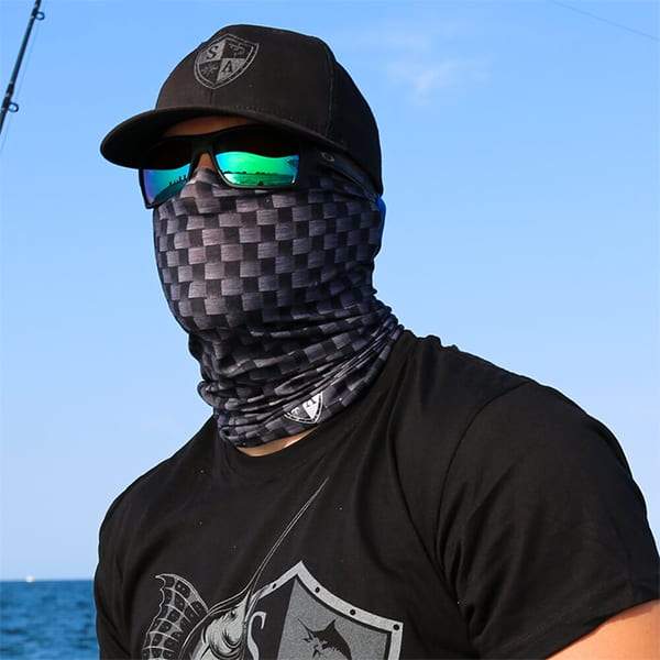 2 ) Salt Armour SA Fishing Camo + Blackout American Flag Face Shields Mask