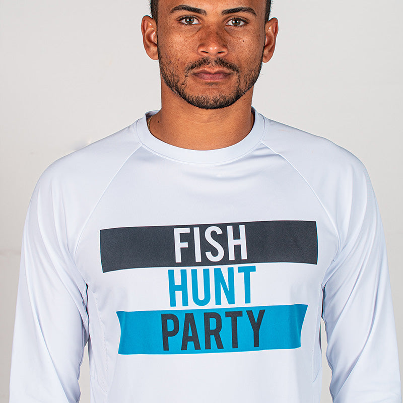 SA Company Performance Long Sleeve Shirt | White | Fish Hunt Party | Size 3Xl