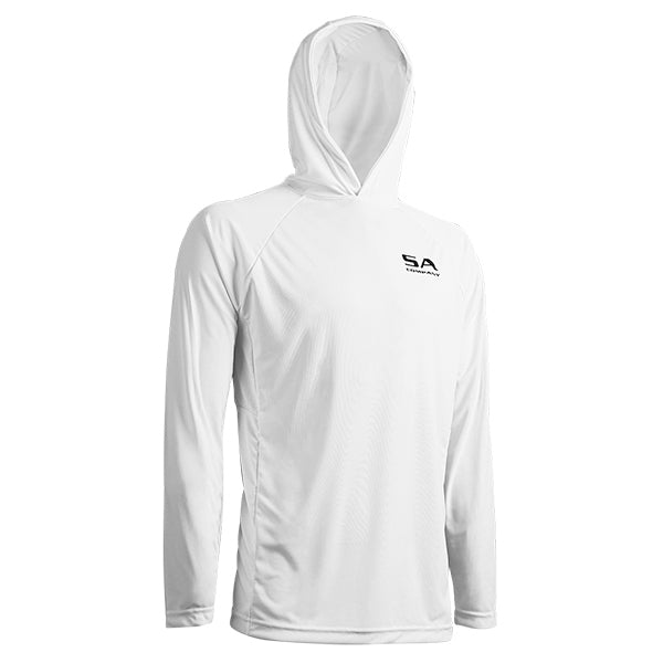Hooded Performance Long Sleeve Shirt W/Mesh | White | SA Company | Size L