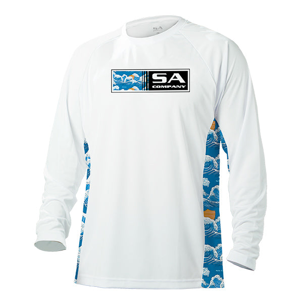 SA Company Performance Long Sleeve Shirt | White | Wave Fade | Size XL