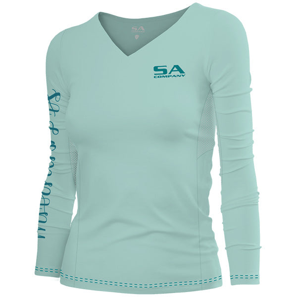 SA Company Women's Performance Long Sleeve Shirt | Mint | Logo | Size Small