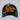 Camo Fintech trucker hat with tan United By Outdoors patch on a light gray background