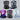 Five neck gaiters in American flag, camo, galaxy and carbon fiber designs on a light gray background