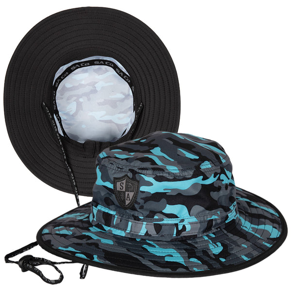 Bucket Hat  Aqua Blackout Military Camo