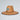 Straw hat with a logo on a light gray background