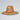 Straw hat with a logo on a light gray background