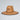 Straw hat with a logo on a light gray background