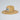 Straw hat with a metallic band and 'USA' logo on a light gray background