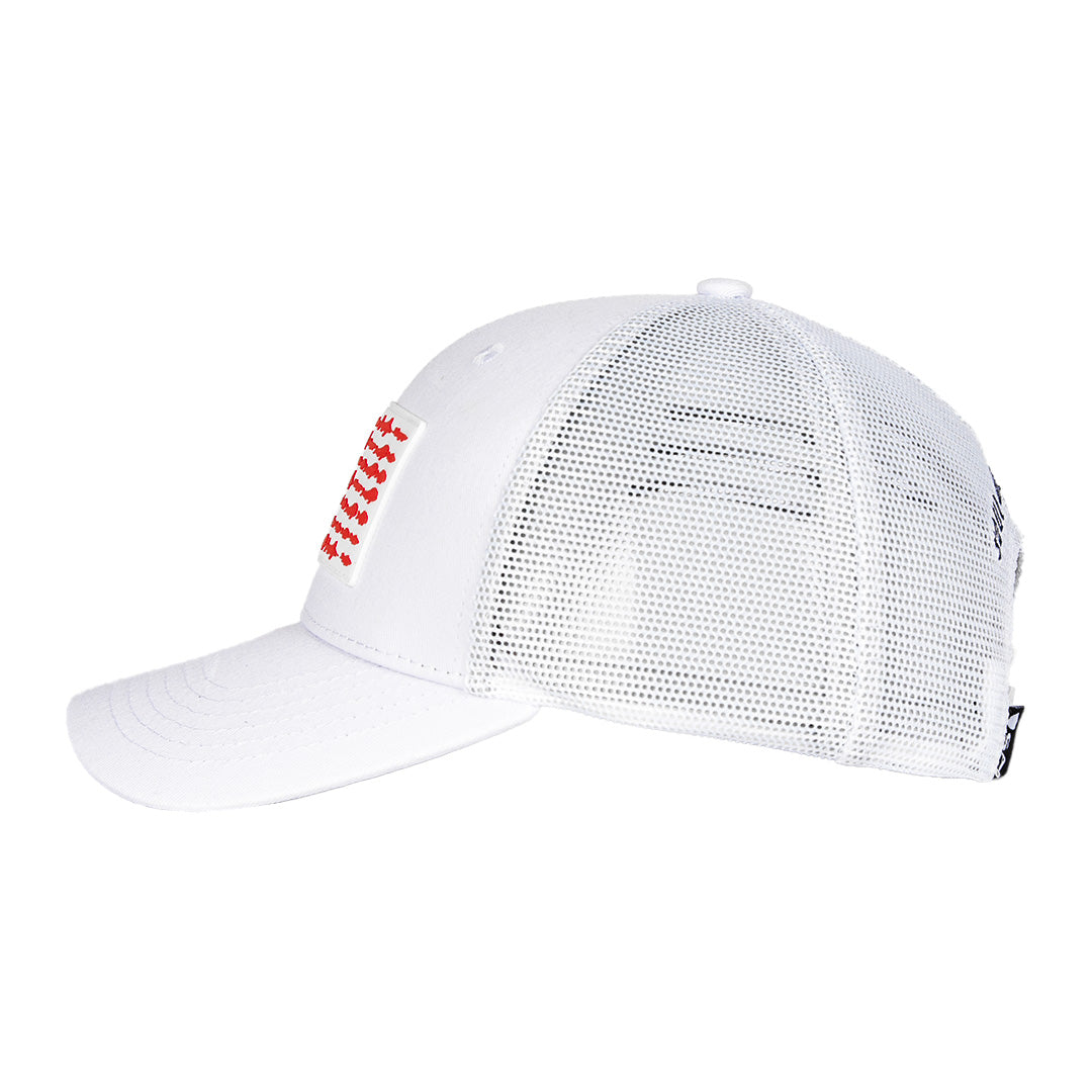 Mesh Snap Back | Fins & Stripes | White