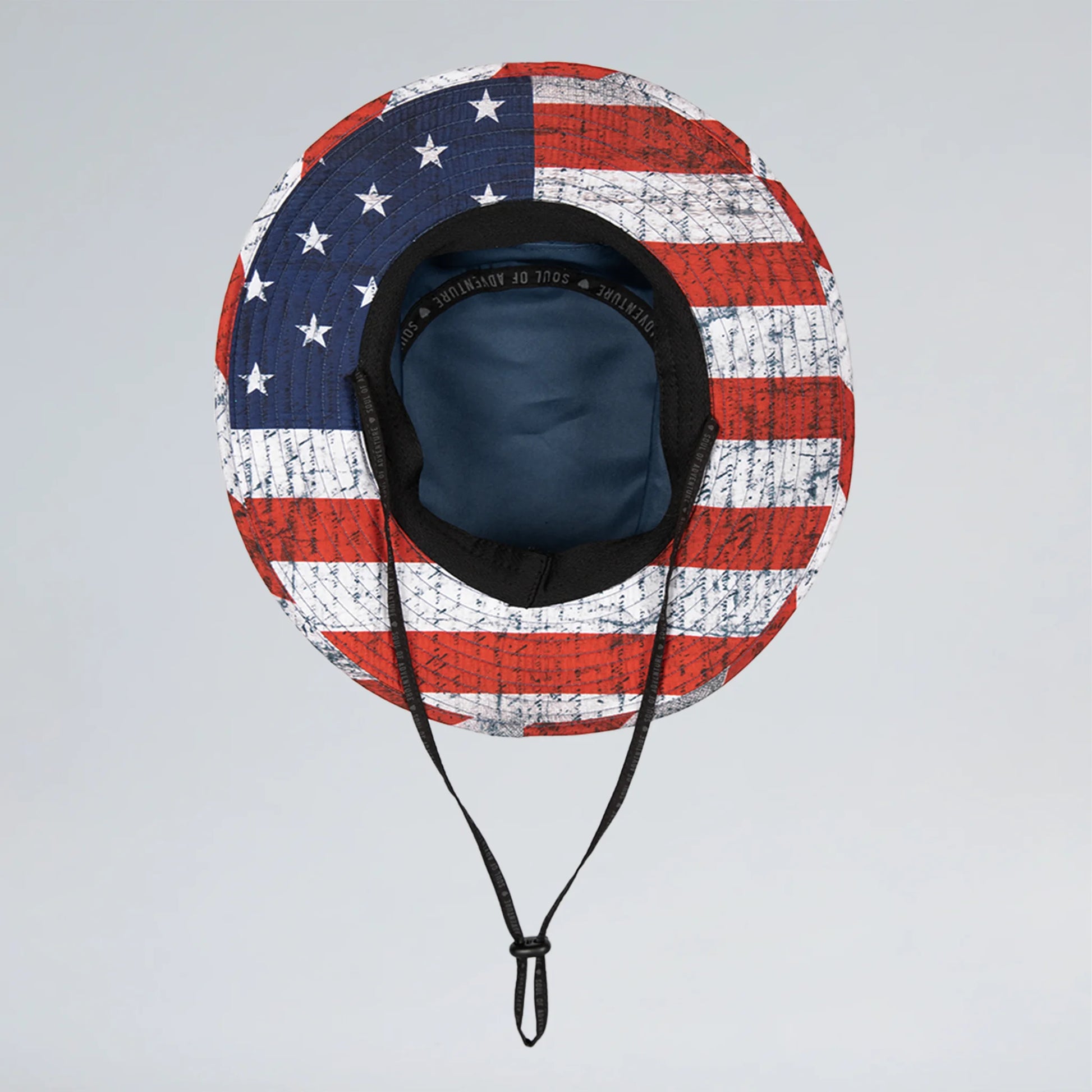 Hat with American flag design on a gray background