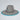 Gray wide-brimmed hat with a colorful patch on a light gray background