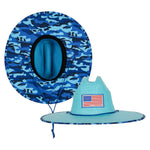 Keys Straw Hat | Aqua Blue Military Camo | Aqua