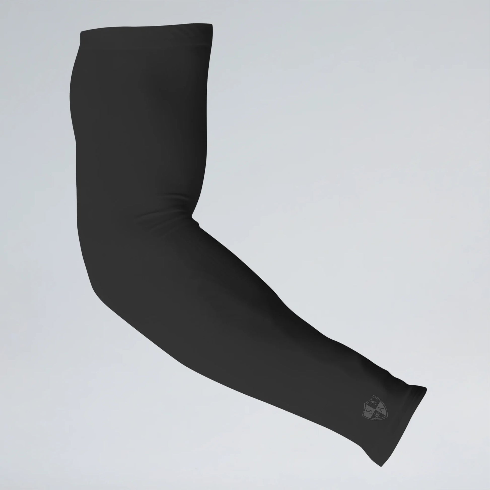 Black arm sleeve on a light gray background