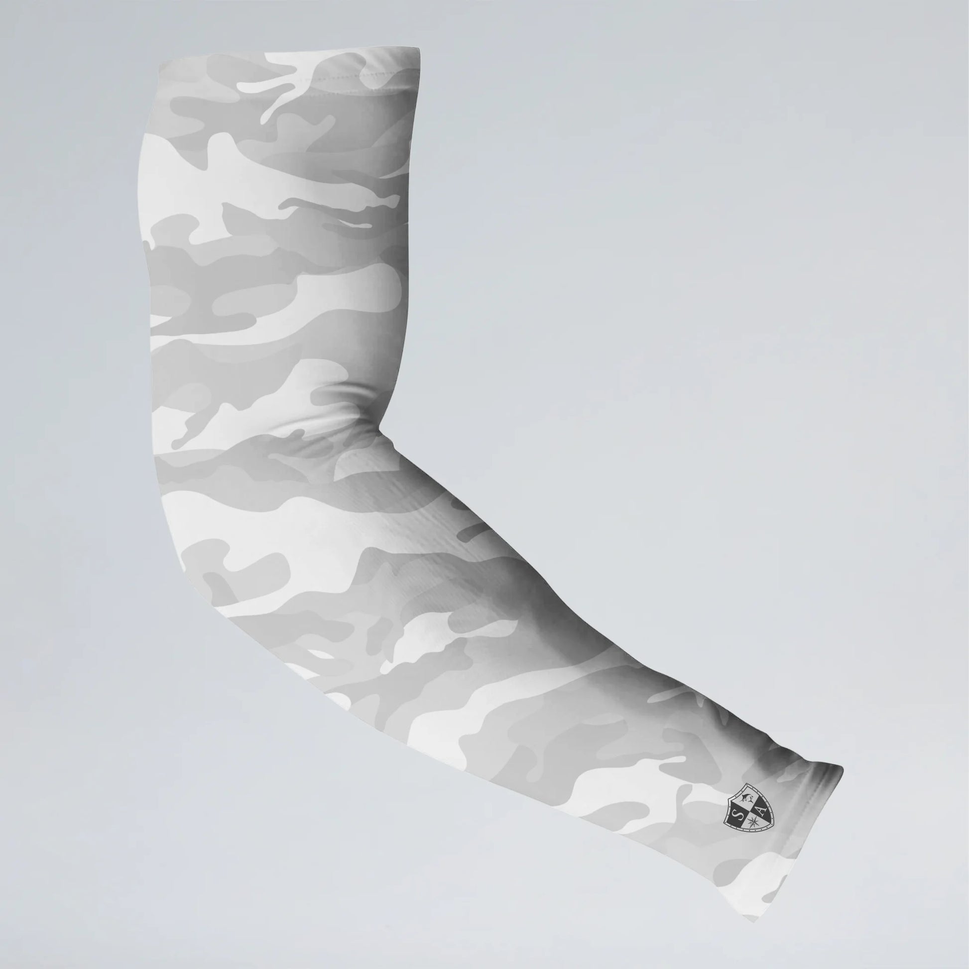 White camouflage arm sleeve on a light gray background