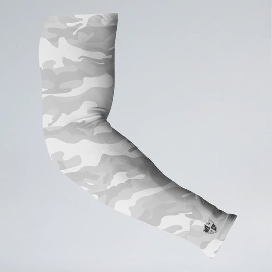 White camouflage arm sleeve on a light gray background