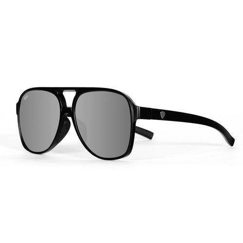 Sport Aviator Sunglasses | Matte Black | Silver Mirror
