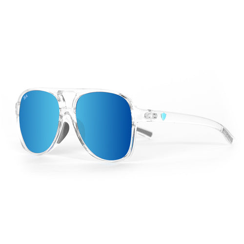 Sport Aviator Sunglasses | Clear | Aqua Mirror