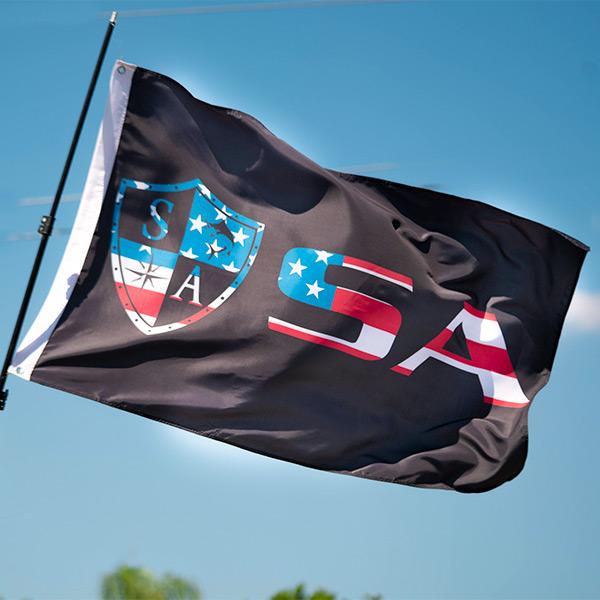 SA Co. Flag | Black | American Shield SA Logo - SA Company 