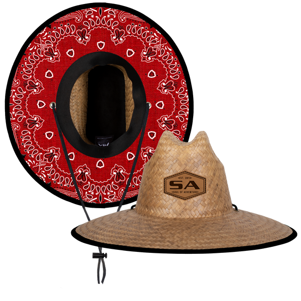 Straw Hat with Red Bandana, Shop Palm's Under Brim Hats