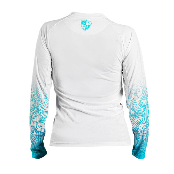 Women's Performance Long Sleeve Shirt | White | Tidal Waves