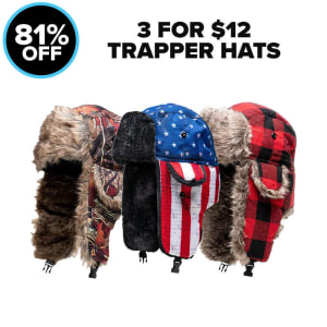 3 For $12 TRAPPER HATS: undefined