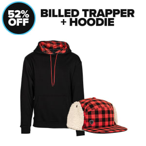 BILLED TRAPPER HAT + HOODIE: undefined