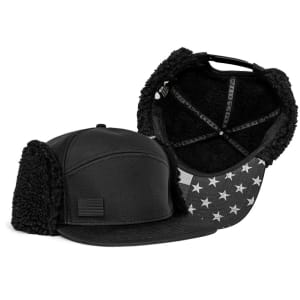 Billed Trapper Hat | Blackout American Flag: undefined