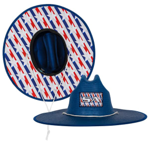 Keys Under Brim Straw Hat | Americana | Navy: undefined