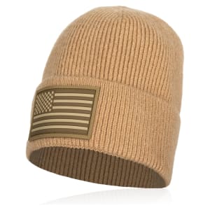 Luxe Beanie | Tonal American Flag | Sand: undefined