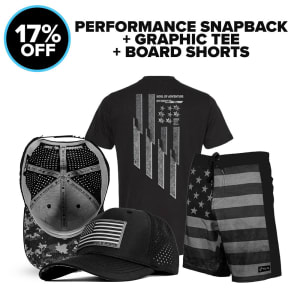 PERFORMANCE SNAPBACK + GRAPHIC TEES + BOARD SHORTS: undefined