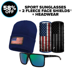 Sports Sunglasses + Headwear + 2 Fleece | FREE Strap & Bag: undefined