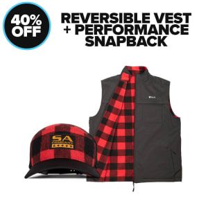 REVERSIBLE VEST + PERFORMANCE SNAPBACK: undefined