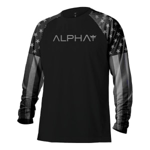 Tactical Long Sleeve Mesh | Black | 2 Sleeve Black Out American Flag | Alpha: undefined