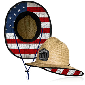 Ladder Under Brim Straw Hat | American Flag: undefined