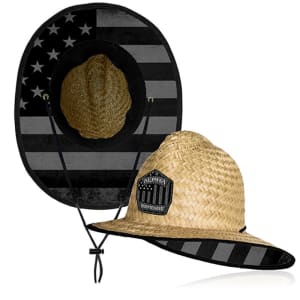 Ladder Under Brim Straw Hat | Blackout American Flag: undefined