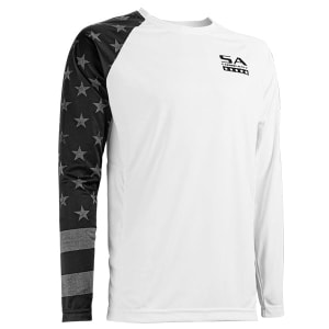 Performance Long Sleeve Shirt | White | Blackout American Flag: undefined