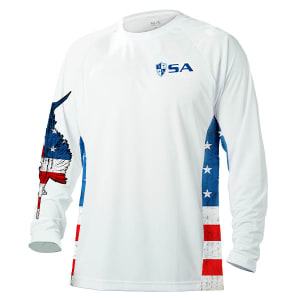 Performance Long Sleeve Shirt | White | Sides American Flag | Game On: undefined