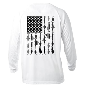 Performance Long Sleeve Shirt | White | Blackout Flag Fins Stripes: undefined