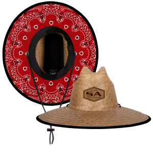 Palms Under Brim Straw Hat | Red Bandana: undefined