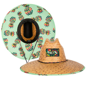 Palms Under Brim Straw Hat | Rasta Pineapple: undefined