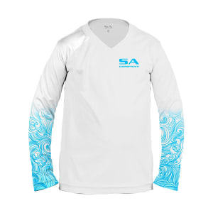 Girls Performance Long Sleeve Shirt | White | Tidal Waves: undefined