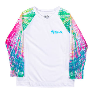 Girls Performance Long Sleeve Shirt | White | Rainbow: undefined