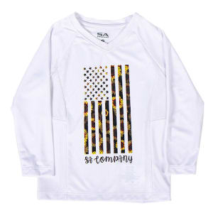 Girls Performance Long Sleeve Shirt | White | Sunflower: undefined