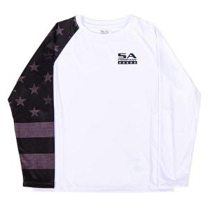 Kids Performance Long Sleeve Shirt | White | Blackout American Flag: undefined