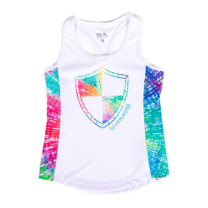 Girls Active Tank | White | Rainbow Spiral: undefined