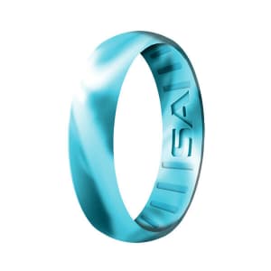 Size 4 Silicone Ring | Classic | Aqua/White Marble: undefined