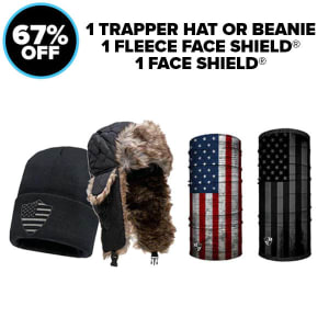 1 TRAPPER HAT OR BEANIE | 1 FLEECE FACE SHIELD® | 1 FACE SHIELD® | + 2 FREE GIFTS: undefined