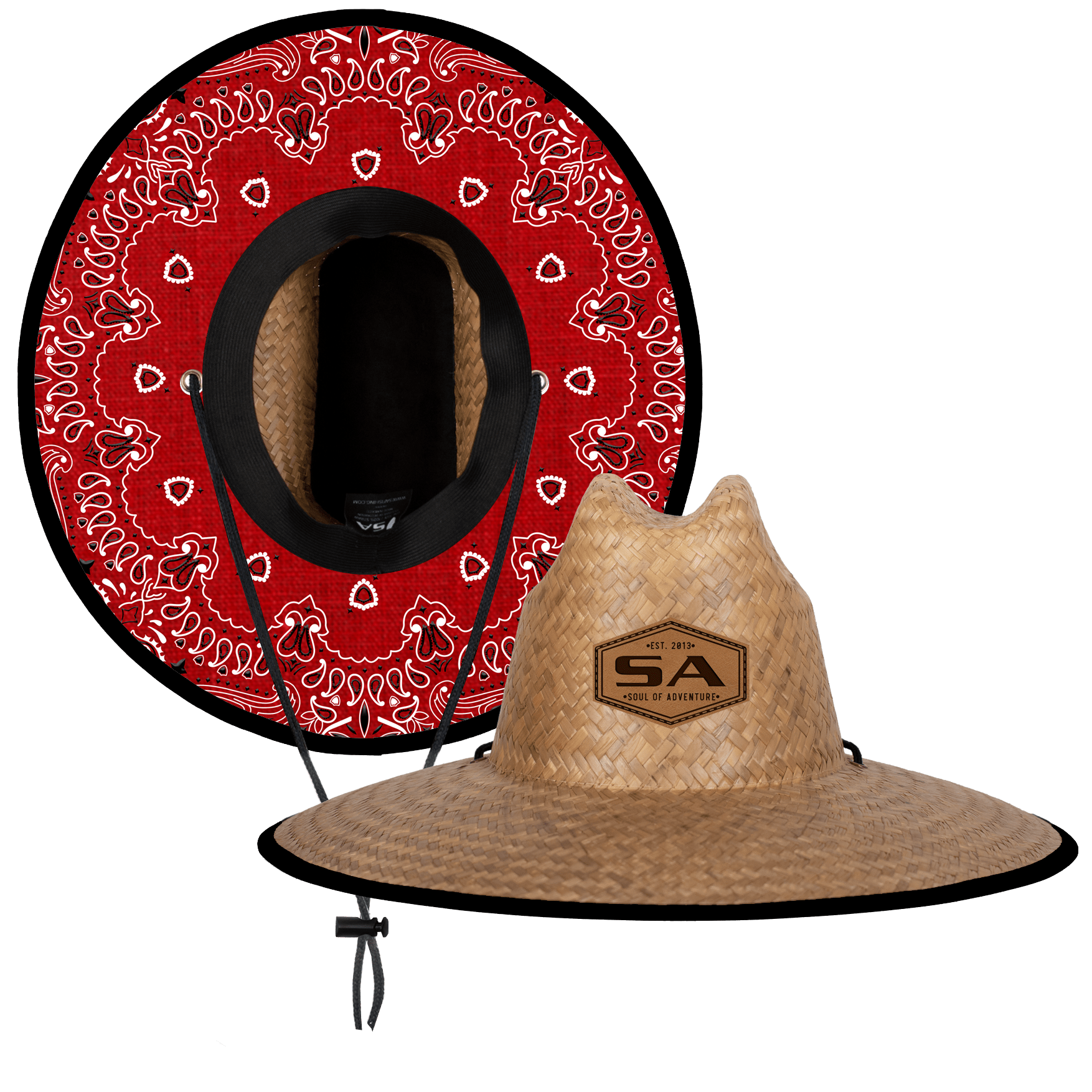 Palms Under Brim Straw Hat Red Bandana SA Company